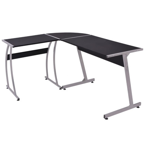 Bureau d'angle en forme de l noir