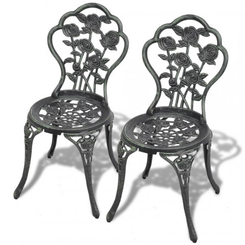 Chaises de bistro 2 pcs aluminium coulé vert