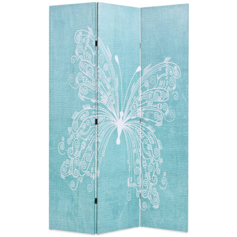 Cloison de séparation pliable 120 x 170 cm papillon bleu