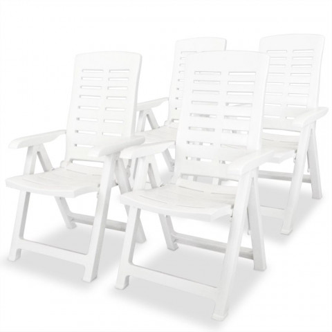 Chaises inclinables de jardin 4 pcs plastique blanc