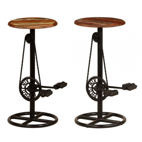 Tabourets de bar 2 pcs bois massif de récupération