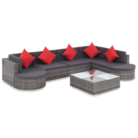 Salon de jardin 8 pcs avec coussins Résine tressée - Couleur au choix