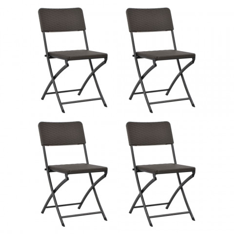 Chaises pliables de jardin 4 pcs pehd et acier