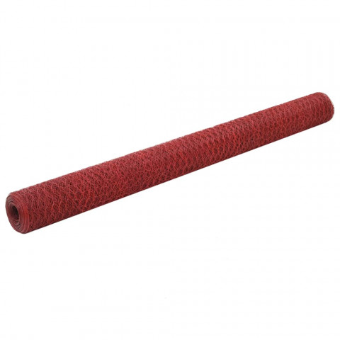 Grillage Acier avec revêtement en PVC 25x1,5 m Rouge