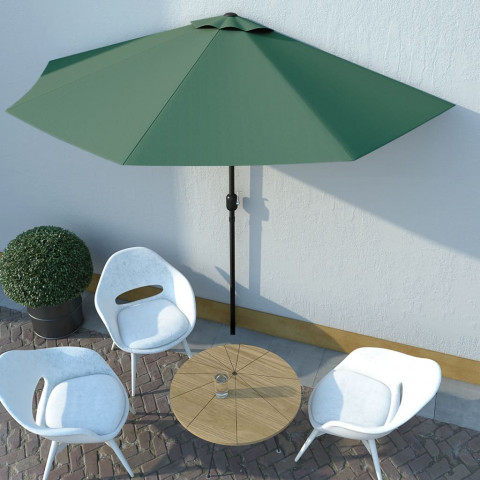 Parasol de balcon avec mât en aluminium vert 300x150 cm demi