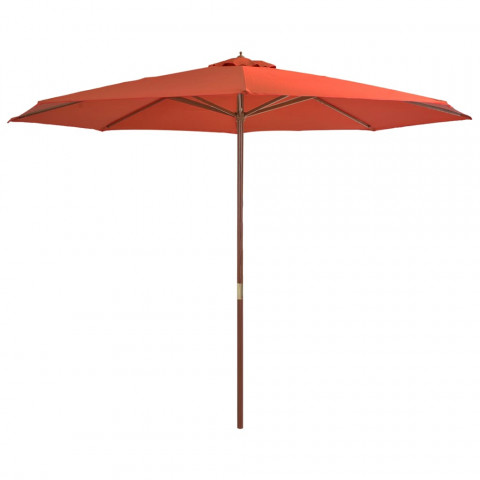 Vidaxl parasol avec mât en bois 350 cm terre cuite