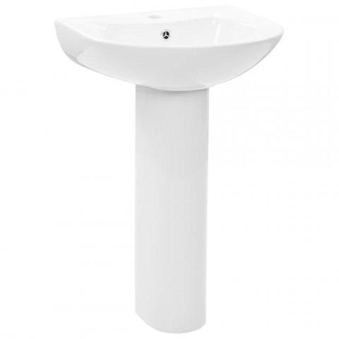 Vidaxl lavabo autoportant avec socle en céramique blanc 52x44x19 cm