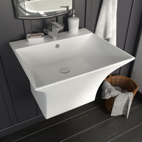 Vidaxl lavabo mural céramique blanc 500 x 450 x 410 mm