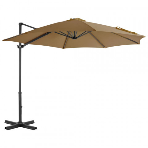 Parasol en porte-à-faux avec poteau en aluminium 300 cm Taupe