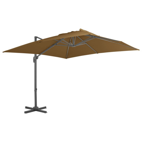 Parasol déporté avec mât en aluminium 300x300 cm taupe