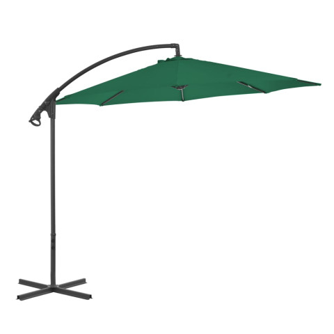 Parasol meuble de jardin en porte-à-faux avec mât en acier 300 cm vert helloshop26 02_0008647