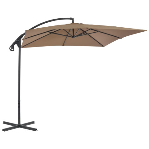 Parasol meuble de jardin en porte-à-faux avec poteau en acier 250 x 250 cm taupe helloshop26 02_0008631