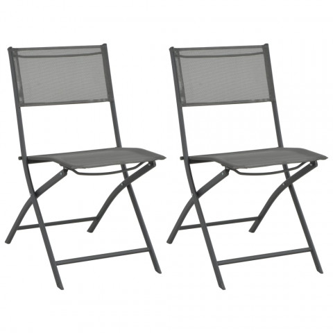 Chaises de jardin pliables 2 pcs acier et textilène