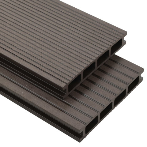 Panneaux de terrasse creux wpc 10 m² 2,2 m marron foncé