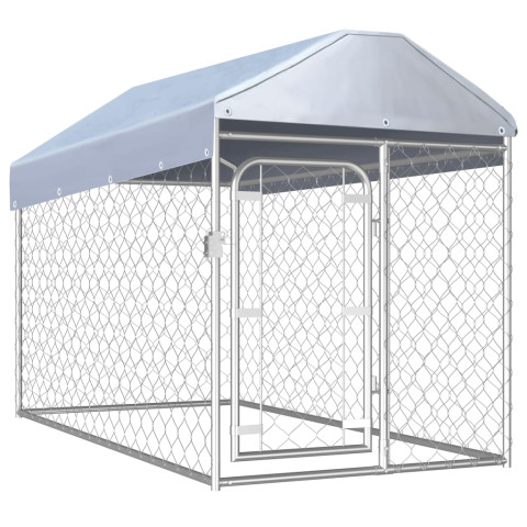 Chenil extérieur cage enclos parc animaux chien d'extérieur avec toit pour chiens 125 cm  02_0000325