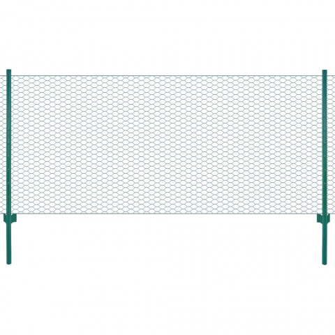 Clôture en grillage métallique avec poteaux Acier 25x0,5 m Vert