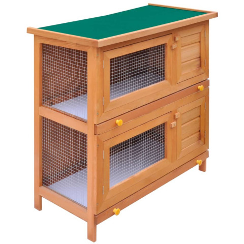 Clapier d'extérieur enclos pour petits animaux 4 portes bois