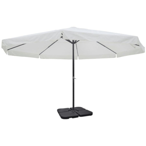 Parasol grand d'extérieur diamètre 5 m en aluminium avec base mobile blanc helloshop26 02_0008145