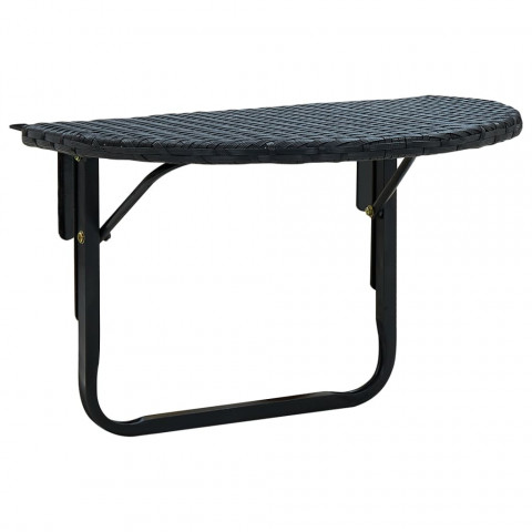 Vidaxl table de balcon en rotin synthétique noir