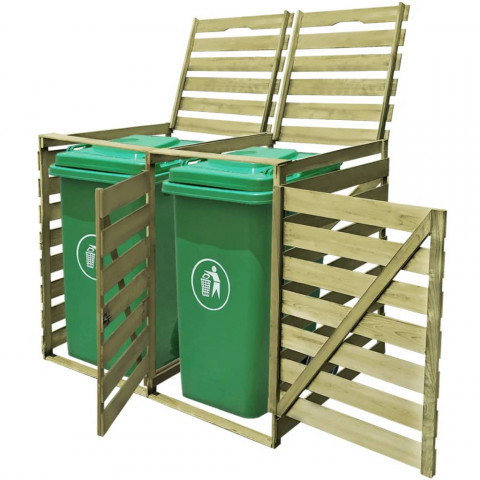 Abri pour poubelle double 240 l bois imprégné