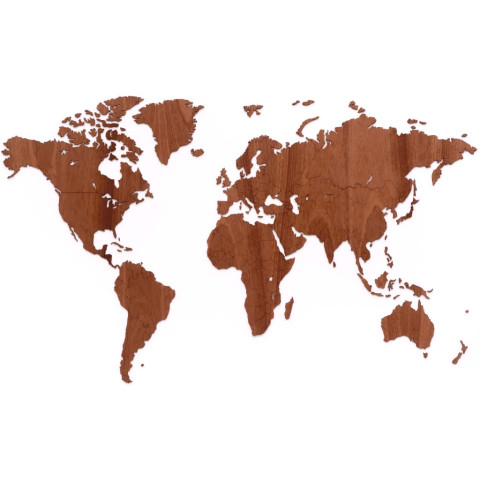 Décoration carte du monde murale sapelli 130x78 cm