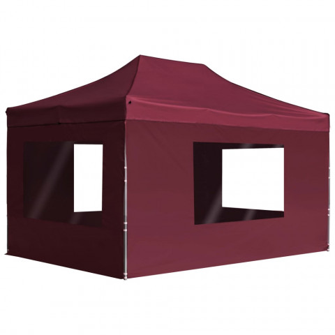 Tente de réception pliable et parois Aluminium 4,5x3 m Bordeaux