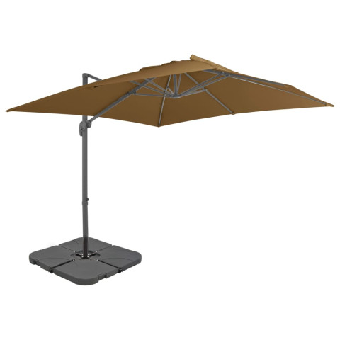 Parasol avec base portable 3 x 3 m taupe 