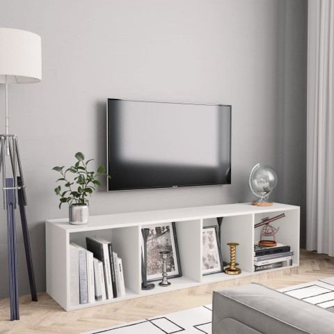 Bibliothèque/meuble tv blanc 143x30x36 cm