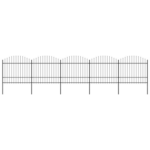 Clôture de jardin à dessus en lance acier (1,5-1,75)x8,5 m noir