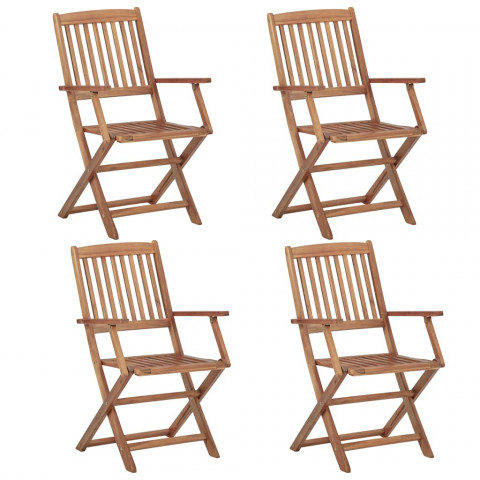 Chaises pliables d'extérieur 4 pcs bois d'acacia solide