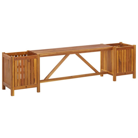 Banc de jardin meuble de patio d'extérieur terrasse avec 2 jardinières 150x30x40 cm bois d'acacia helloshop26 02_0011341