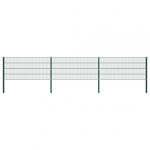 Panneau de clôture avec poteaux Fer 5,1 x 0,8 m Vert