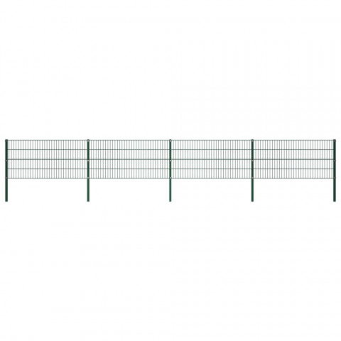 Panneau de clôture avec poteaux Fer 6,8 x 0,8 m Vert
