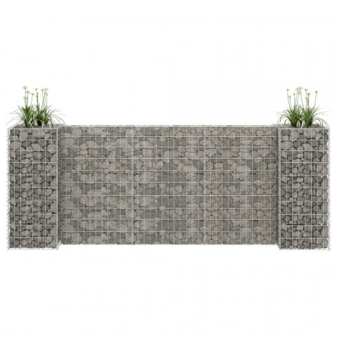 Jardinière à gabion en h fil d'acier 260x40x100 cm