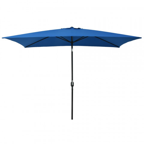 Parasol d'extérieur avec poteau en métal 300x200 cm azuré
