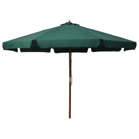Parasol avec mât en bois 330 cm vert helloshop26 02_0008125