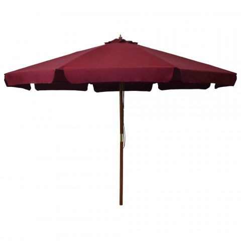 Parasol avec mât en bois 330 cm Bordeaux