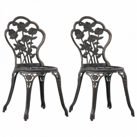 Chaises de bistro 2 pcs bronze aluminium coulé