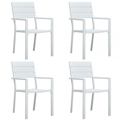 Chaises de jardin 4 pcs blanc pehd aspect de bois