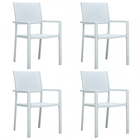 Chaises de jardin 4 pcs blanc plastique aspect de rotin