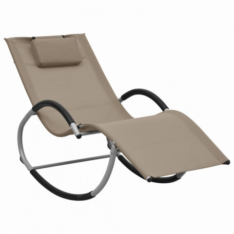 Chaise longue avec oreiller taupe textilène