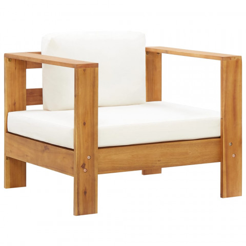 Chaise de jardin avec coussin, bois d'acacia solide - Couleur au choix
