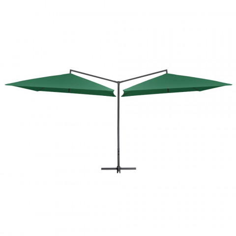 Parasol double avec mât en acier 250 x 250 cm Vert