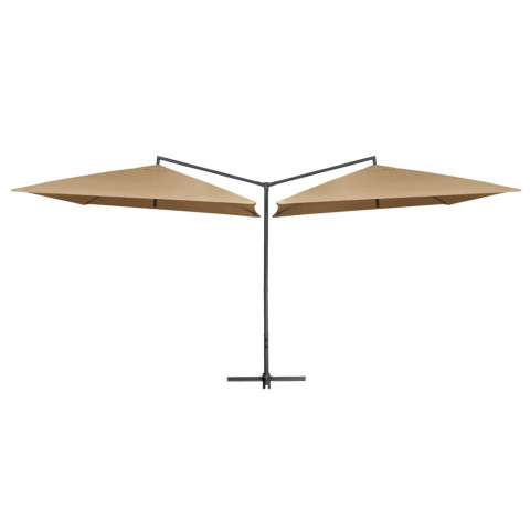 Parasol double avec mât en acier 250 x 250 cm Taupe