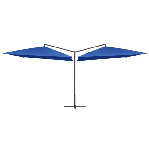 Parasol double avec mât en acier 250 x 250 cm Bleu azuré