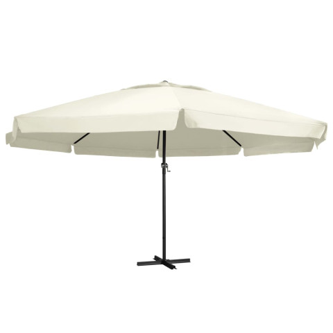 Parasol d'extérieur avec mât en aluminium 600 cm blanc sable helloshop26 02_0008236