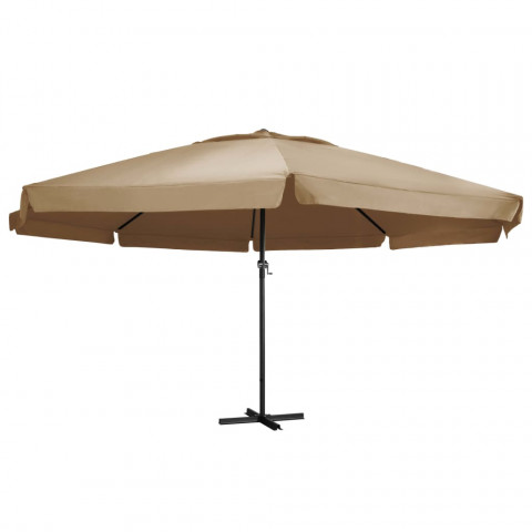 Parasol d'extérieur avec mât en aluminium 600 cm Taupe