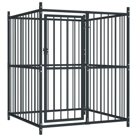 Chenil extérieur cage enclos parc animaux chien extérieur pour chiens 120 x 120 x 150 cm noir  02_0000461