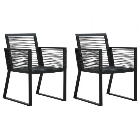 Chaises de jardin 2 pcs noir rotin pvc