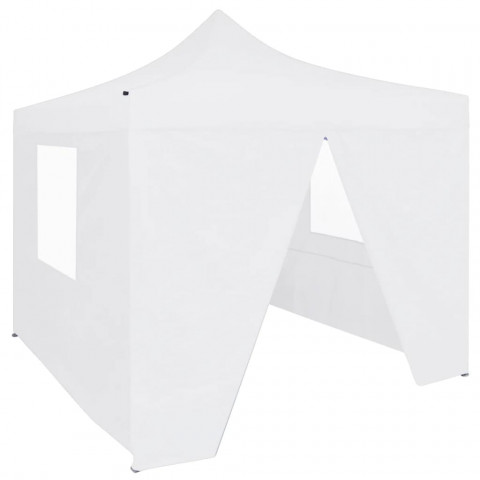 Tente de réception pliable avec 4 parois 3x3 m Acier Blanc